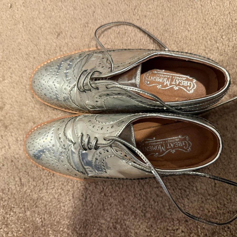 Silver lace oxfords